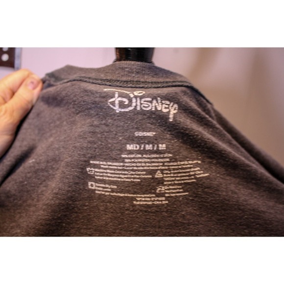 Disney Embroidered Mickey Mouse Crop Top Stripes Gray Black Size M - Picture 4 of 4